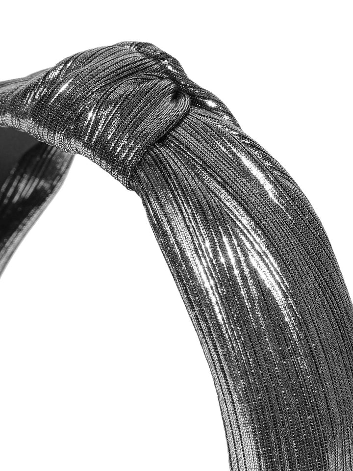 Shiny Finish Cross Knot Design Grey Hairband