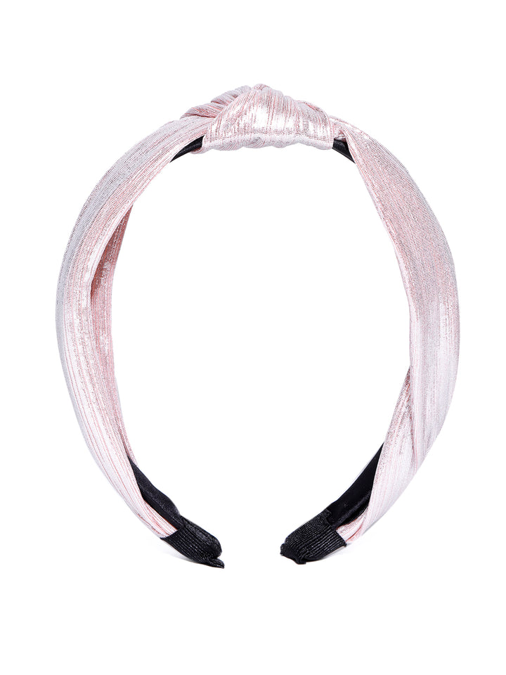 Shiny Finish Cross Knot Design Beige Colour Hairband