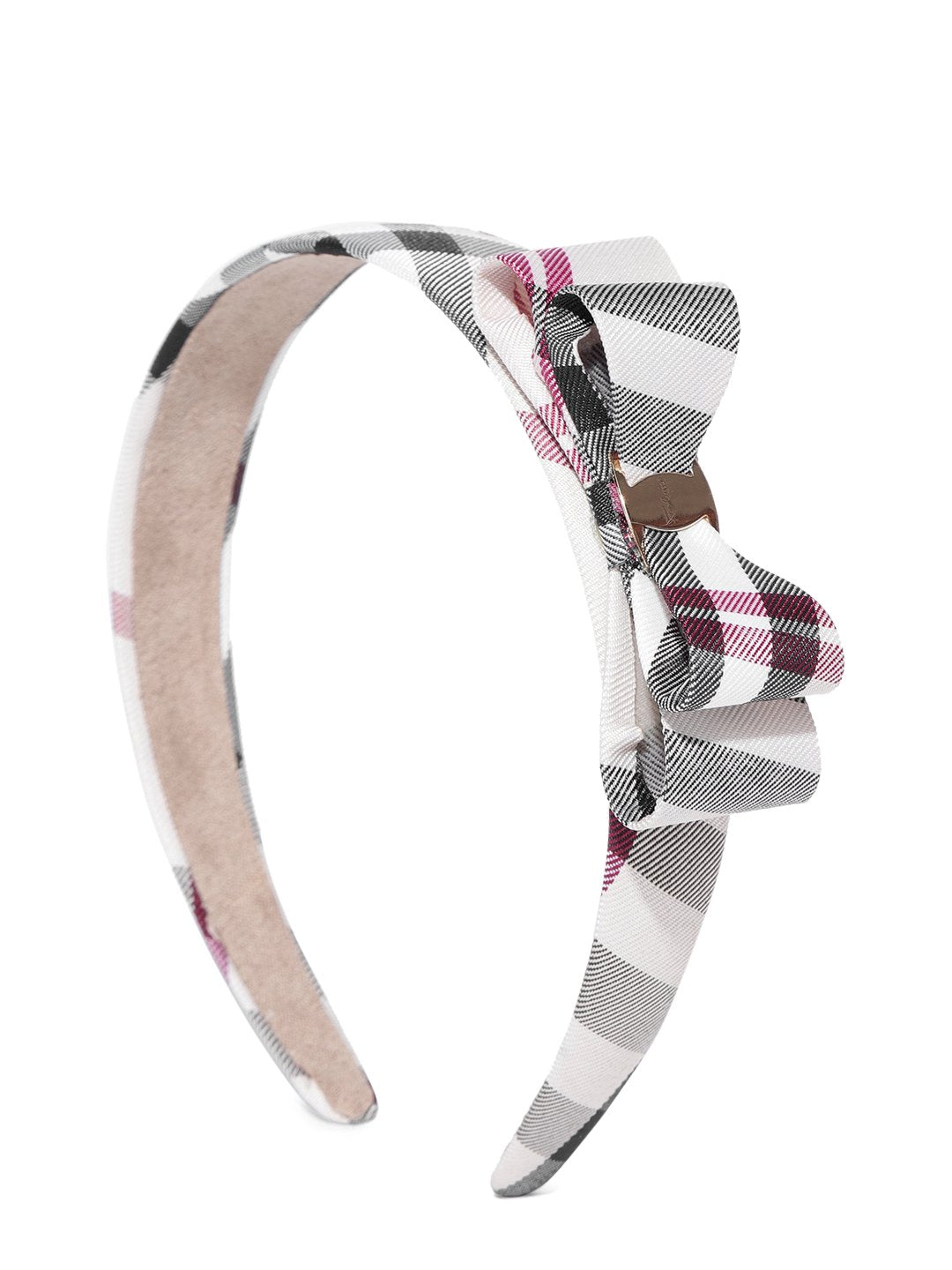 Black And Beige Checkerd Side Bow Hairband