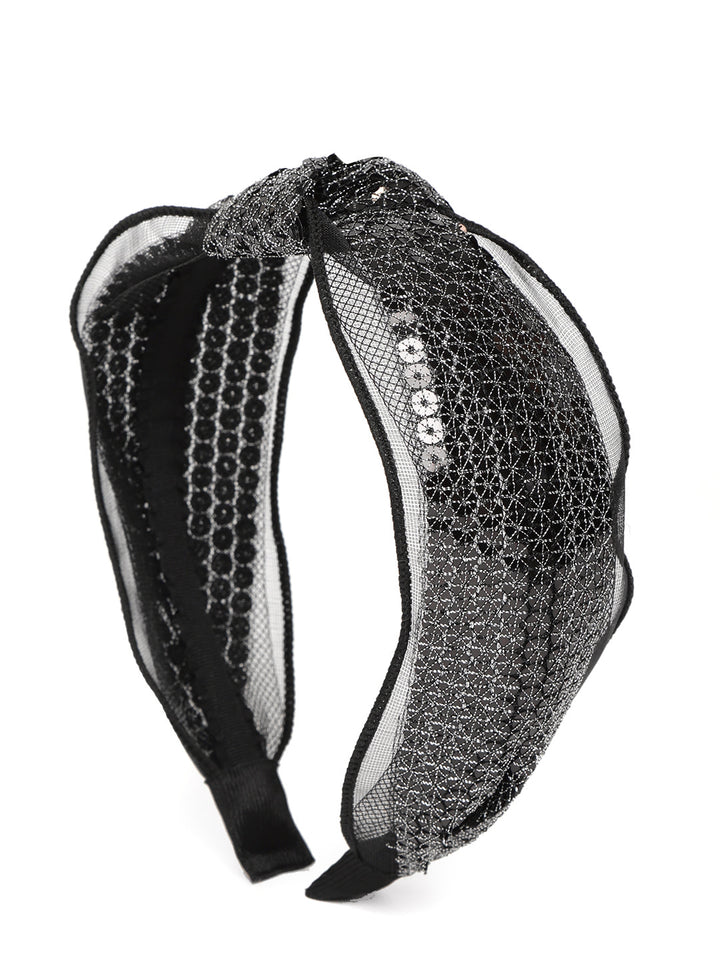 Embellished Black and Silver Hairband For Women & Girls