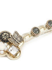 Multi Color Stones Gold Plated Floral Hair Pin