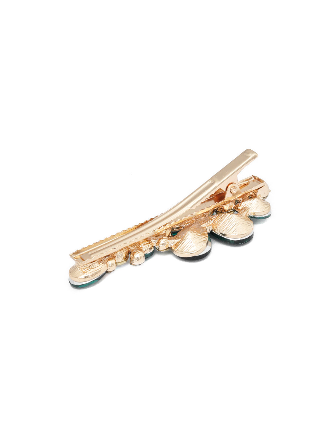 Multi Color Stones Gold Plated Floral Hair Pin