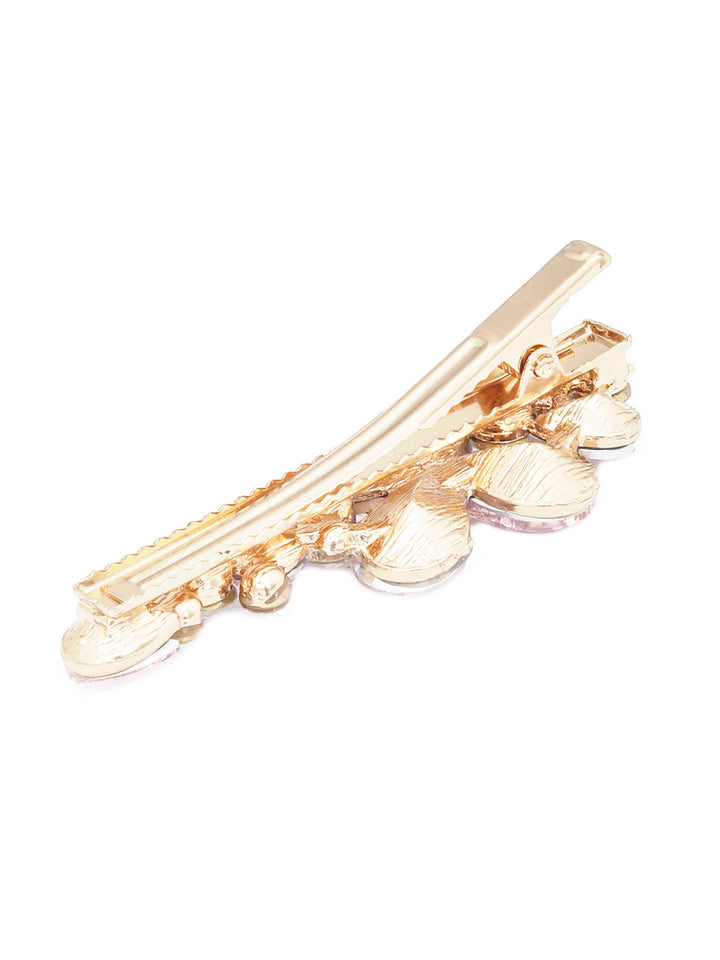 Stones Rose Gold Plated Butterfly Hair Pin