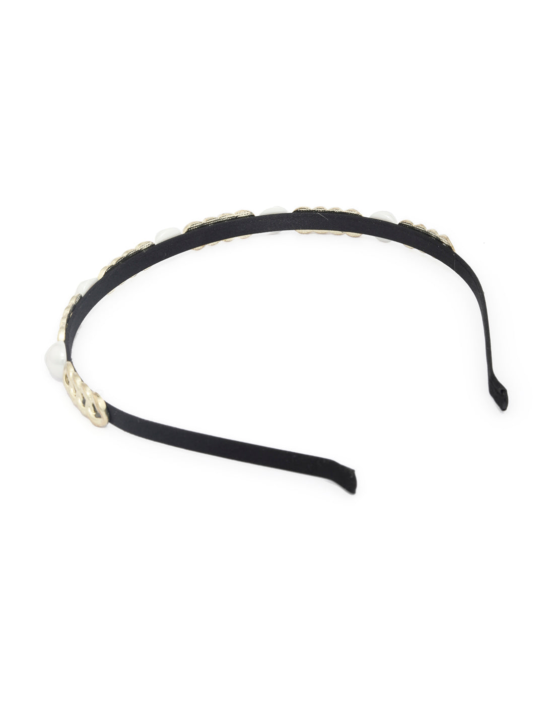 White Peral Gold Plated Hair Band