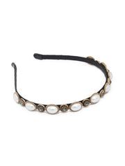 White Black Spherical Stones Hair Band