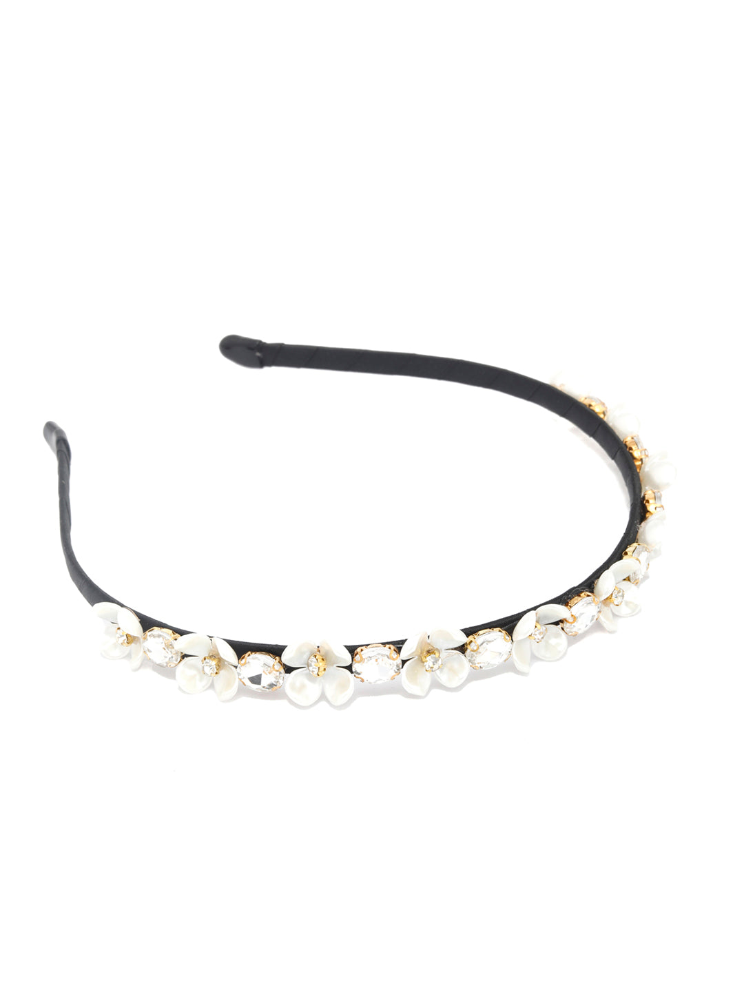 White Stones Floral Sperical Hair Band