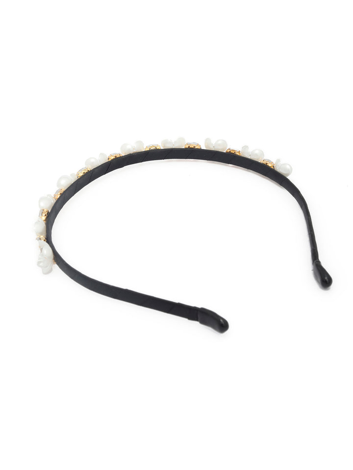 White Stones Floral Sperical Hair Band