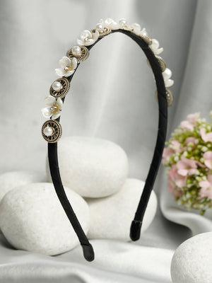 White Stones Floral Hair Band