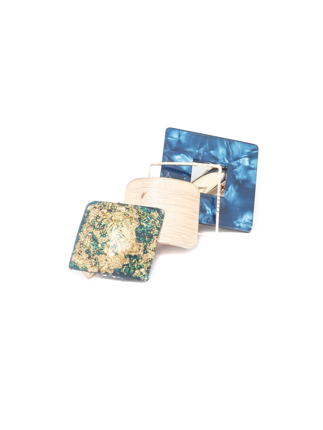 Blue Gold Plated Sparkle Hair Pin
