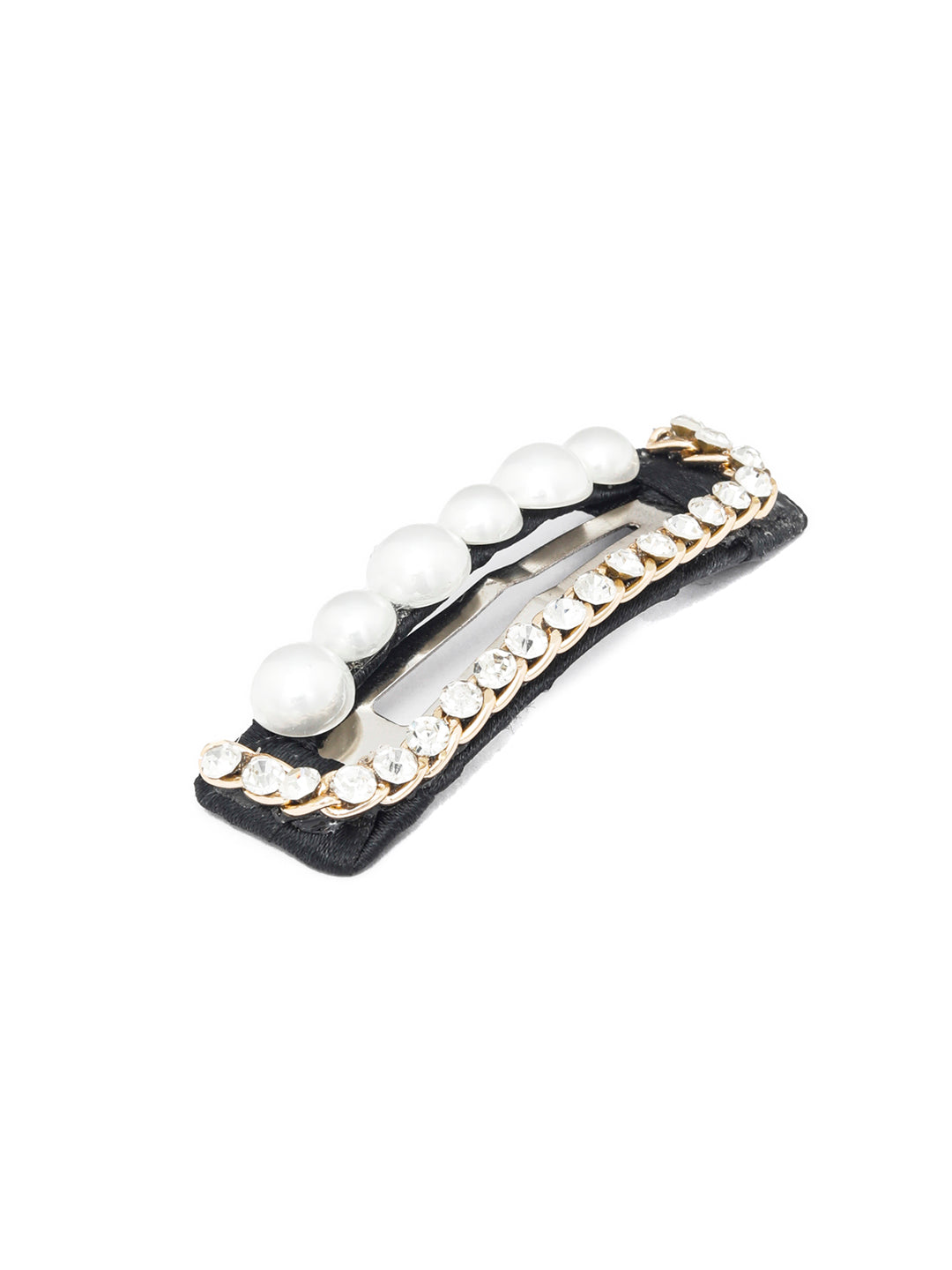 Stones Pearls Rectangle Hair Pin