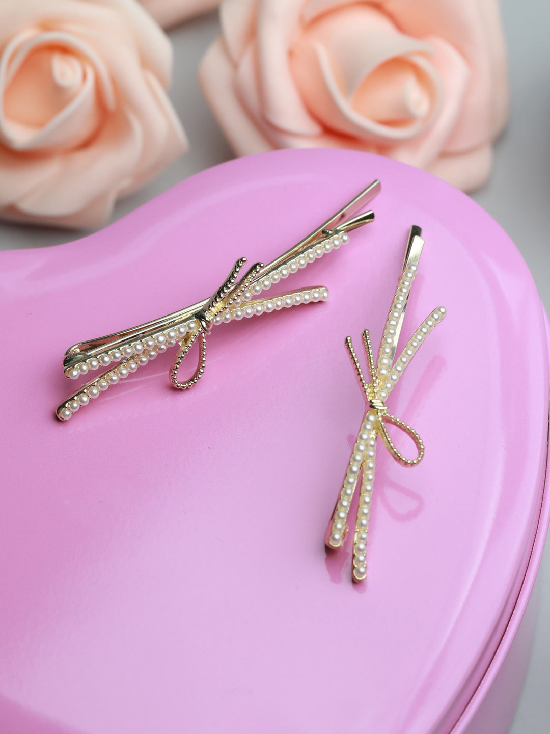 White Pearl Studded Hair Pin Set