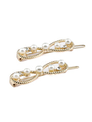 White Pearl Studded Infinity Hair Pin Set