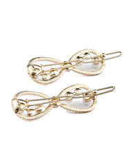 White Pearl Studded Infinity Hair Pin Set