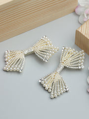 White Pearl Bow Hair Pin Set