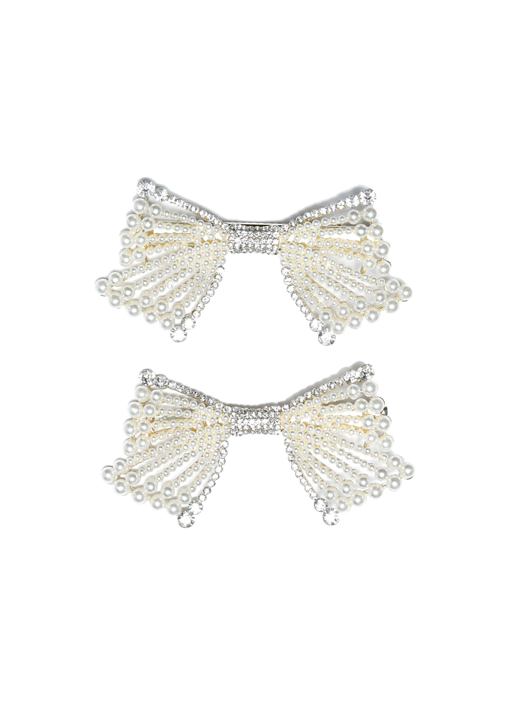 White Pearl Bow Hair Pin Set