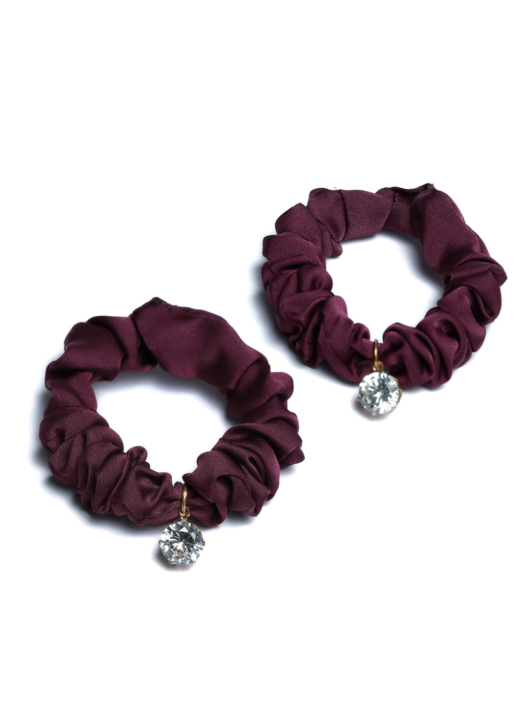 Stone Studded Magenta Hair Ties Pack of 2