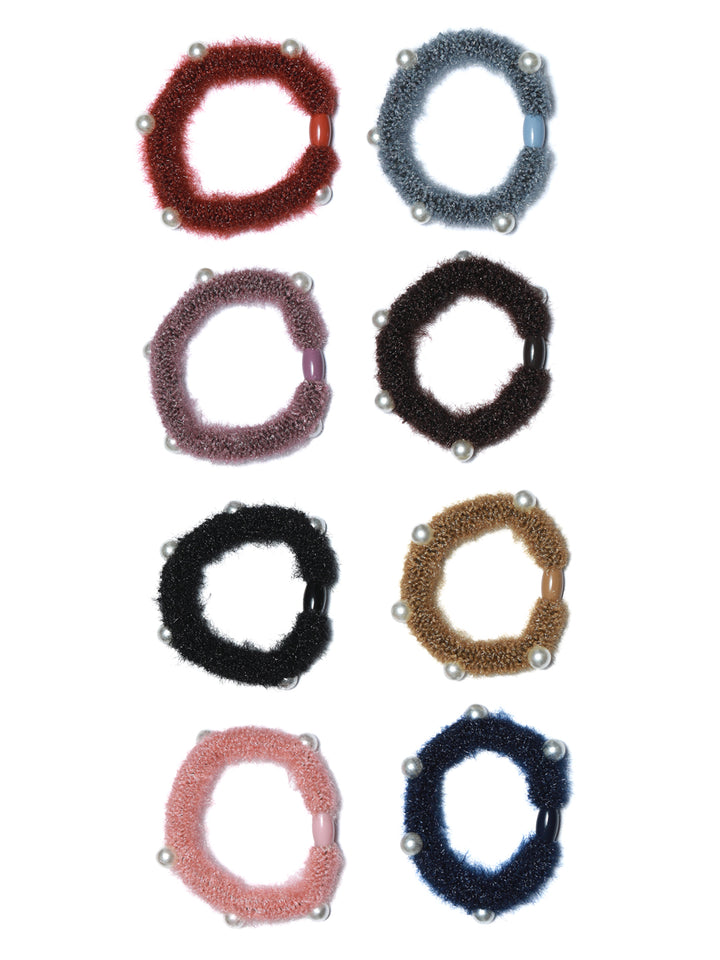 Multi Coloured Embellished Hair Ties Pack of 8