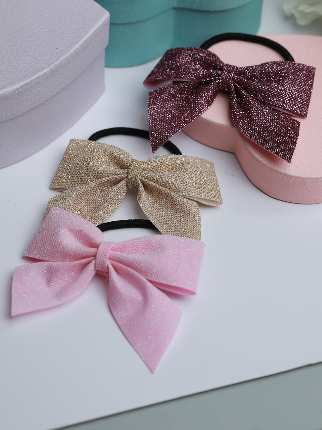 Glitter Bow Hair Ties Pack of 6