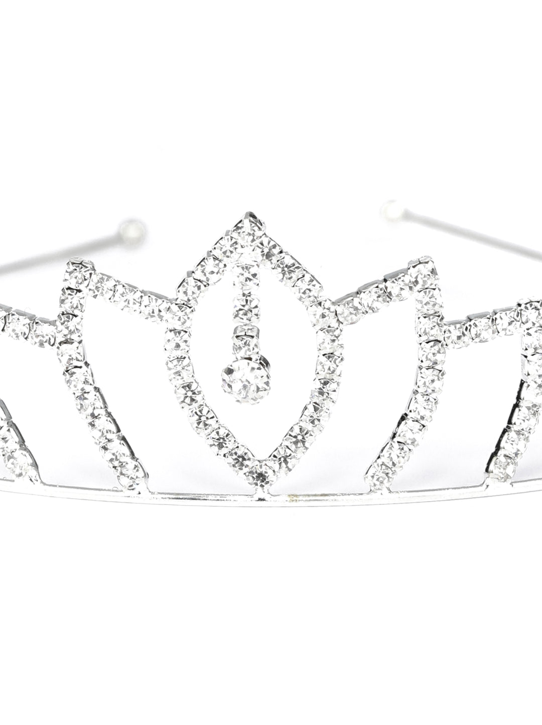 Silver Stone Embellished Princess Tiara Crown Hair Band