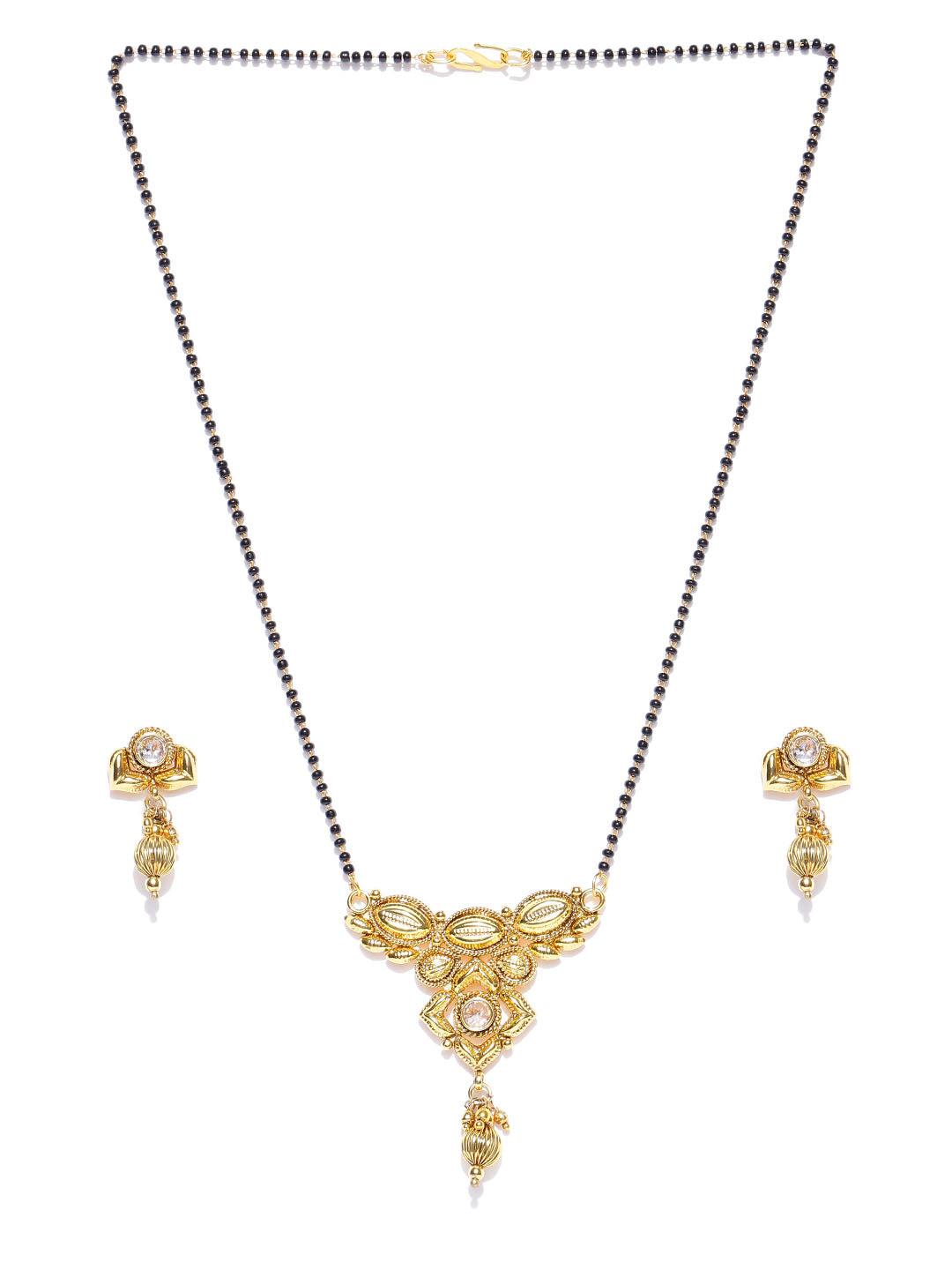 Gold Plated Kundan Polki Mangalsutra With Earrings Set For Women