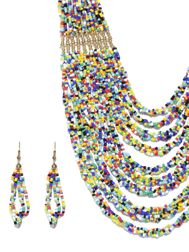 Multi-Color Beaded Gold Plated Jewellery Set
