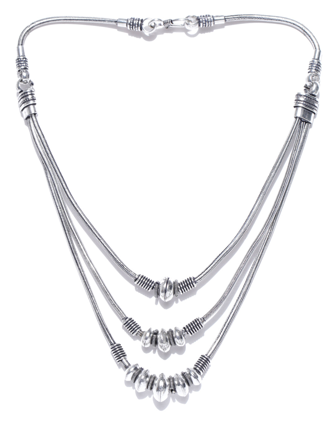 German Silver Oxidised Layered Necklace
