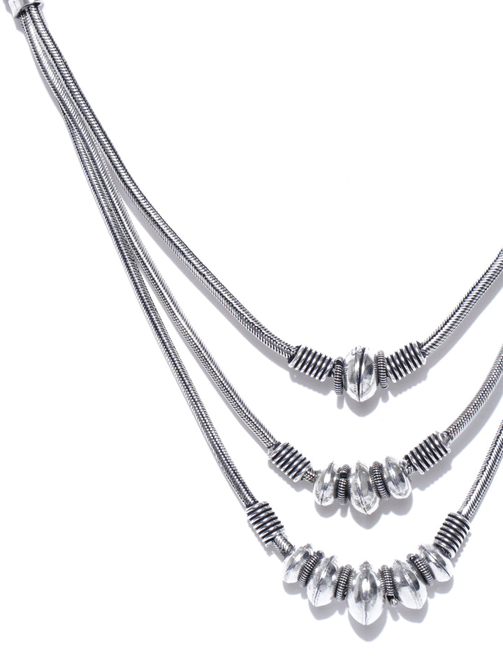 German Silver Oxidised Layered Necklace