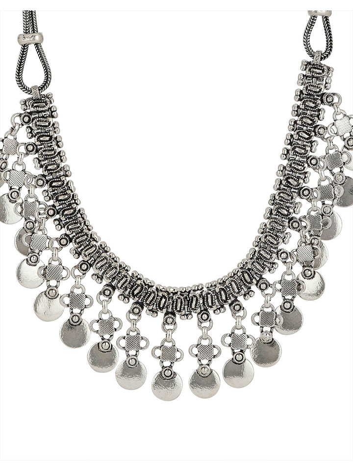 German Silver Oxidised Coin Necklace