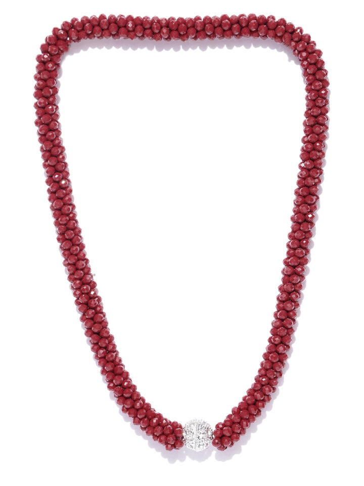 Maroon Beaded Stones Necklace