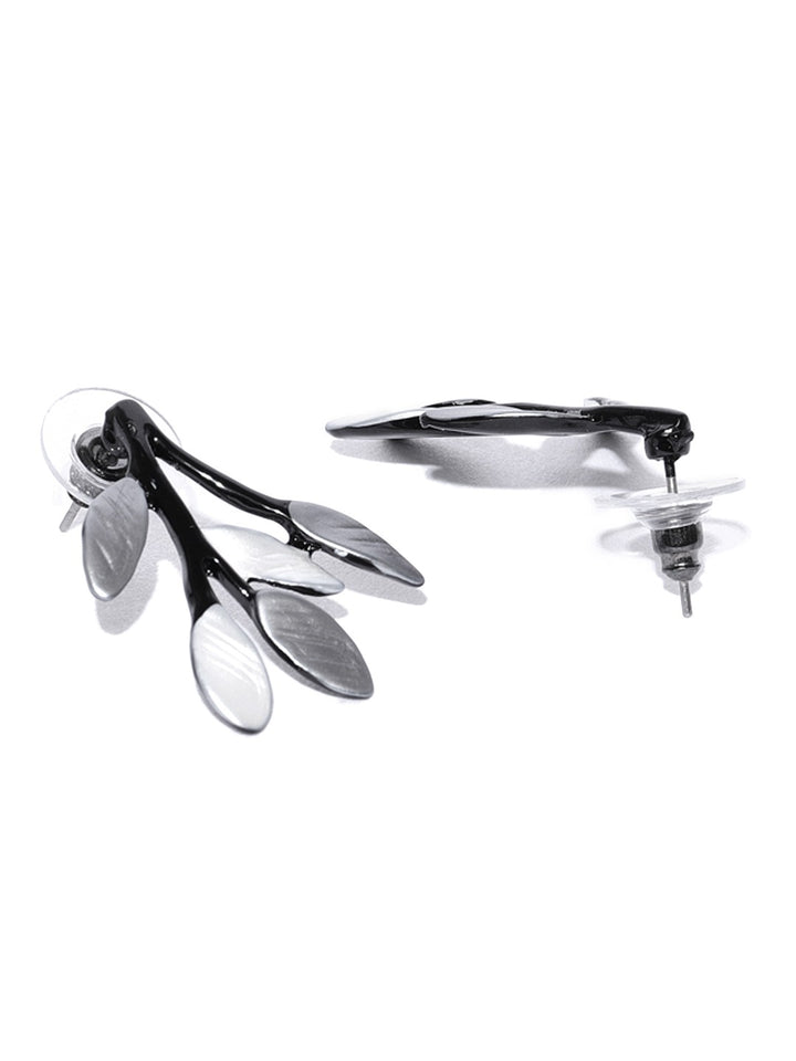 Black Grey Metal Leaf Jewellery Set