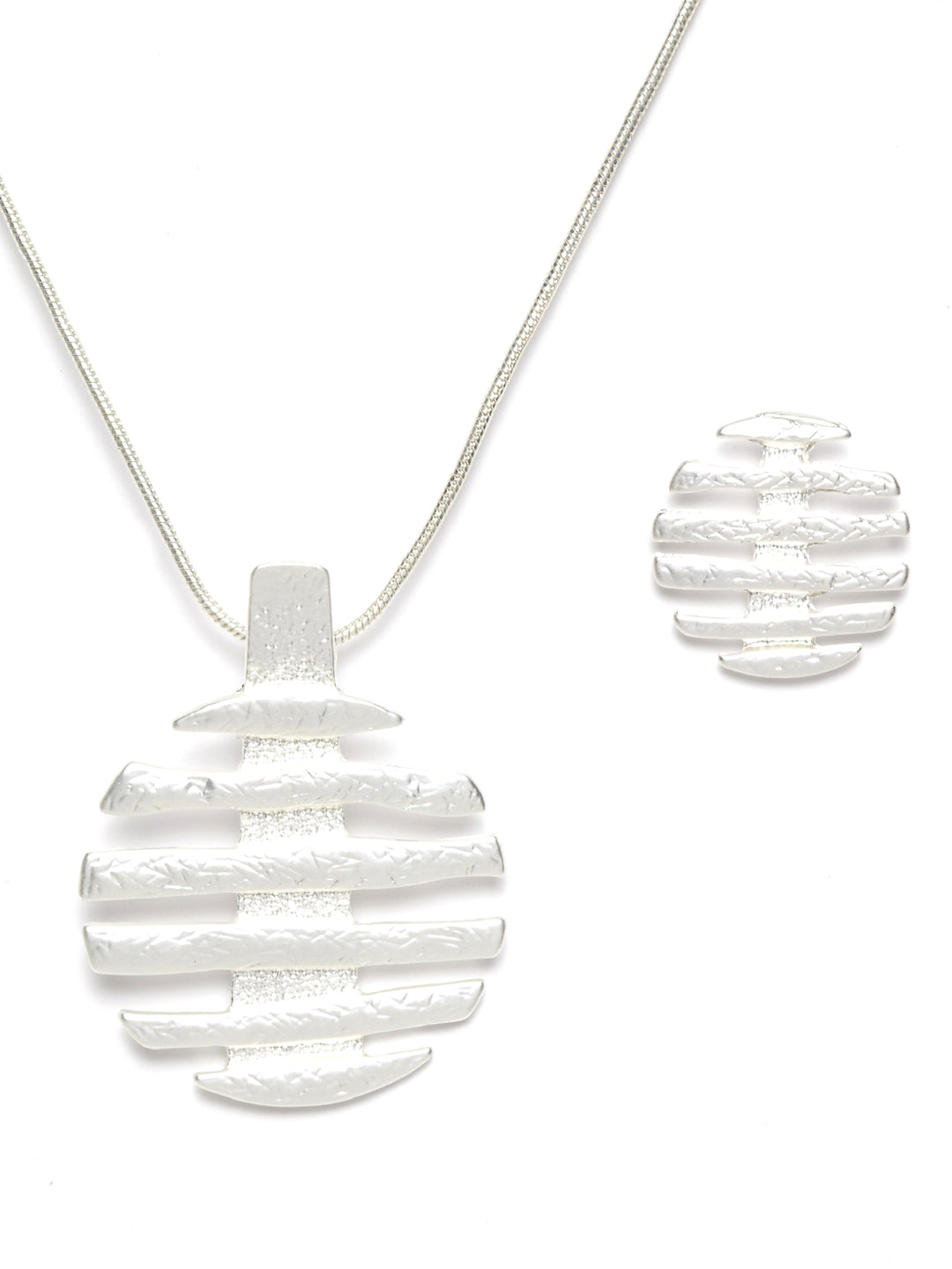 Silver Plated Spherical Pendant Set