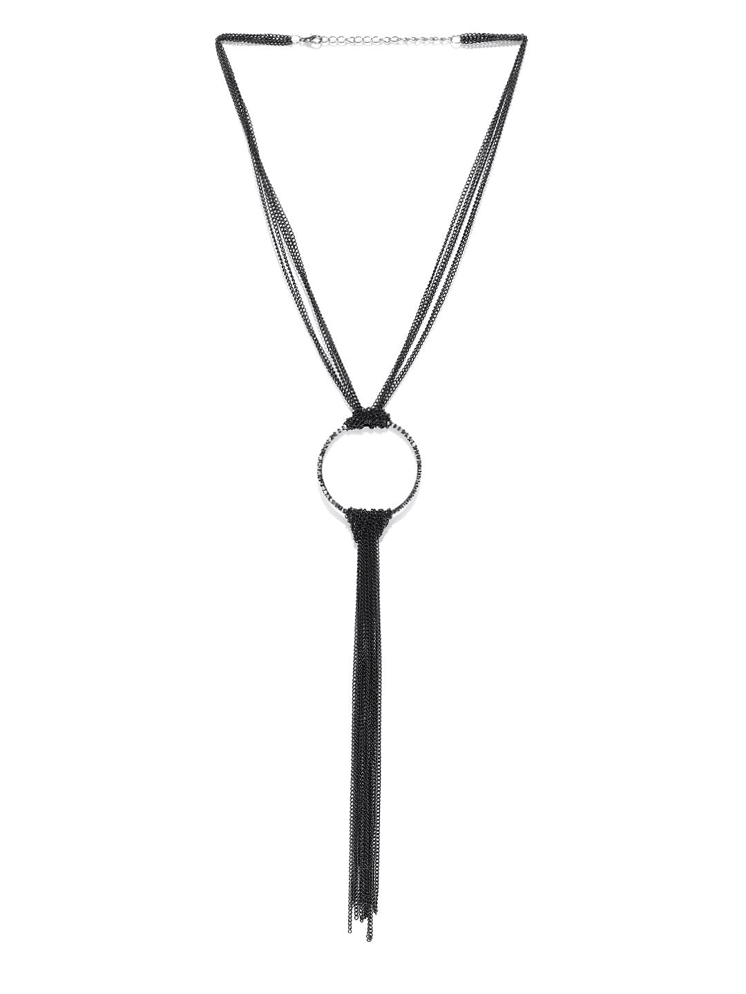 Black Tassel Pendant Necklace
