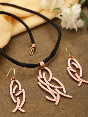 Rose Gold Plated Fabric Chain Pendant Set