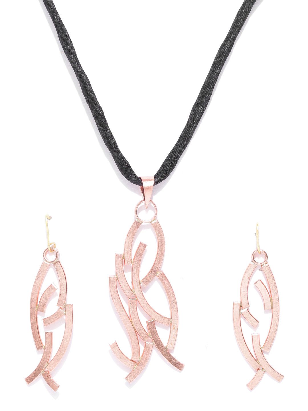 Rose Gold Plated Fabric Chain Pendant Set