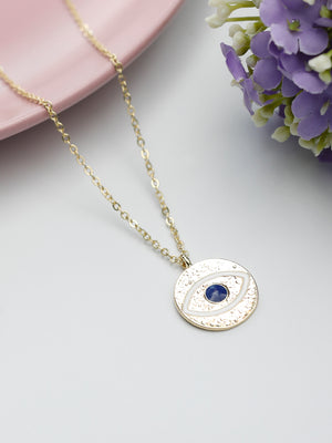 Blue Gold Plated Evil Eye Pendant