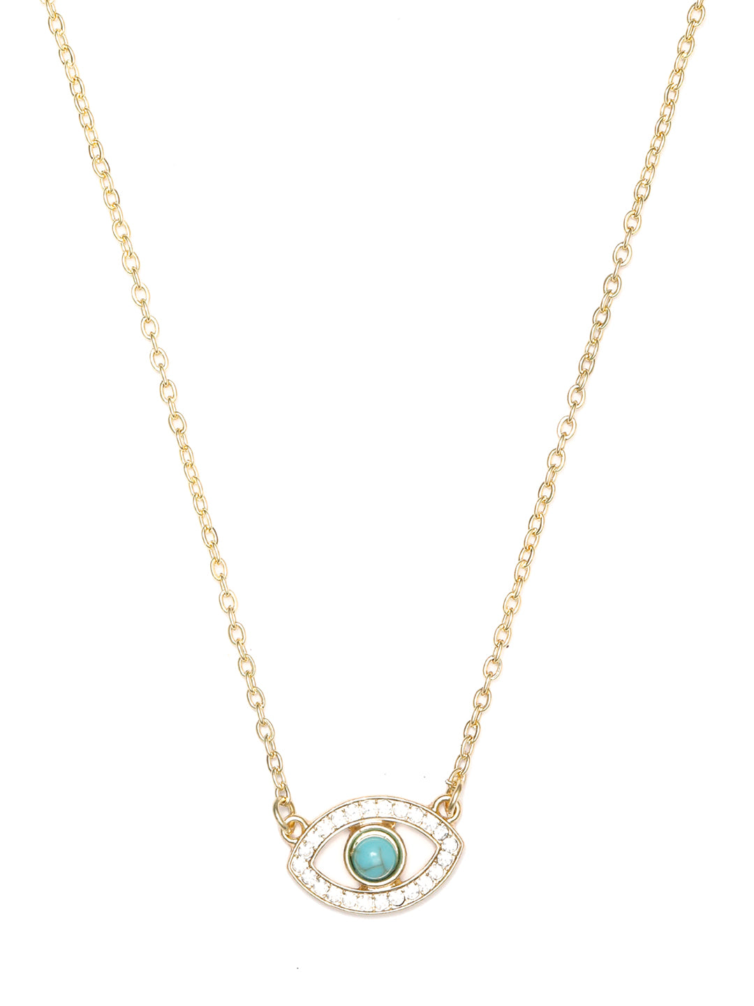 Teal Stones Gold-Plated Evil Eye Pendant