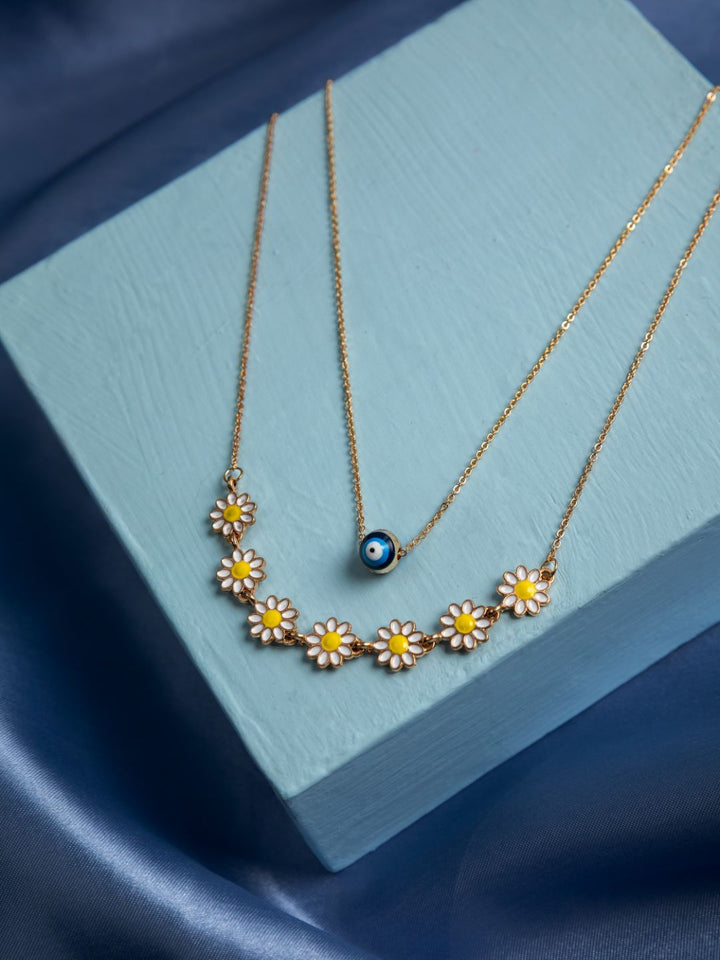 Daisy Evil Eye Dual-Layered Gold-Plated Necklace