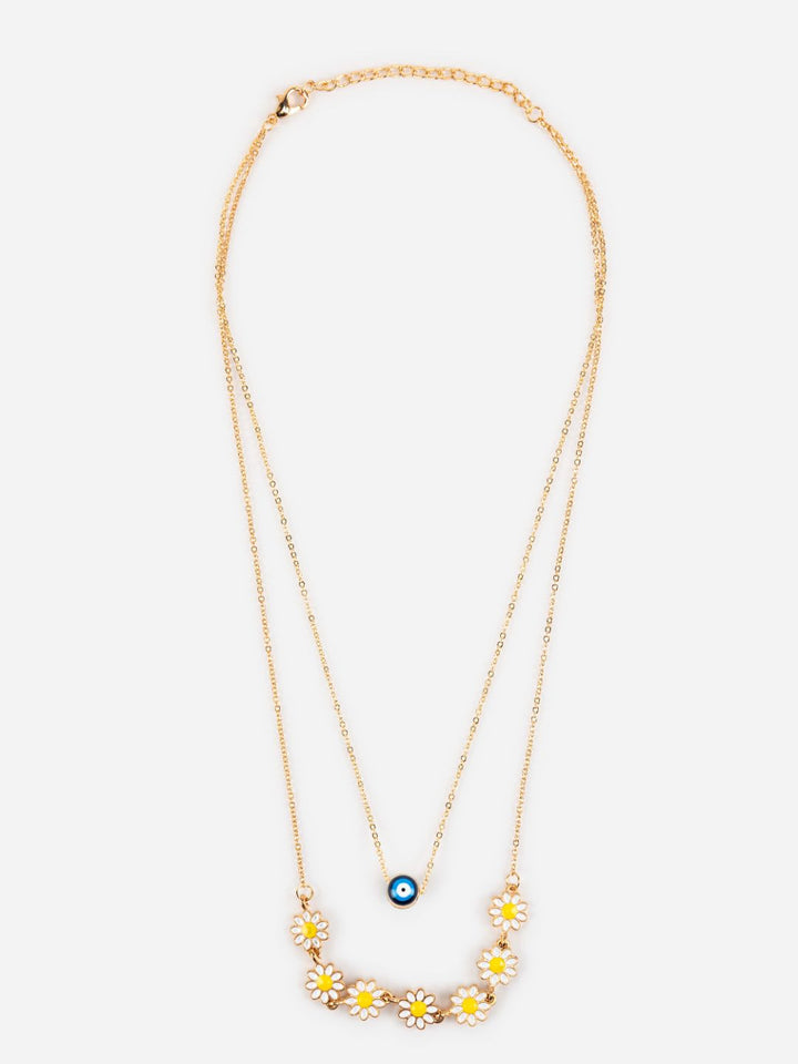 Daisy Evil Eye Dual-Layered Gold-Plated Necklace