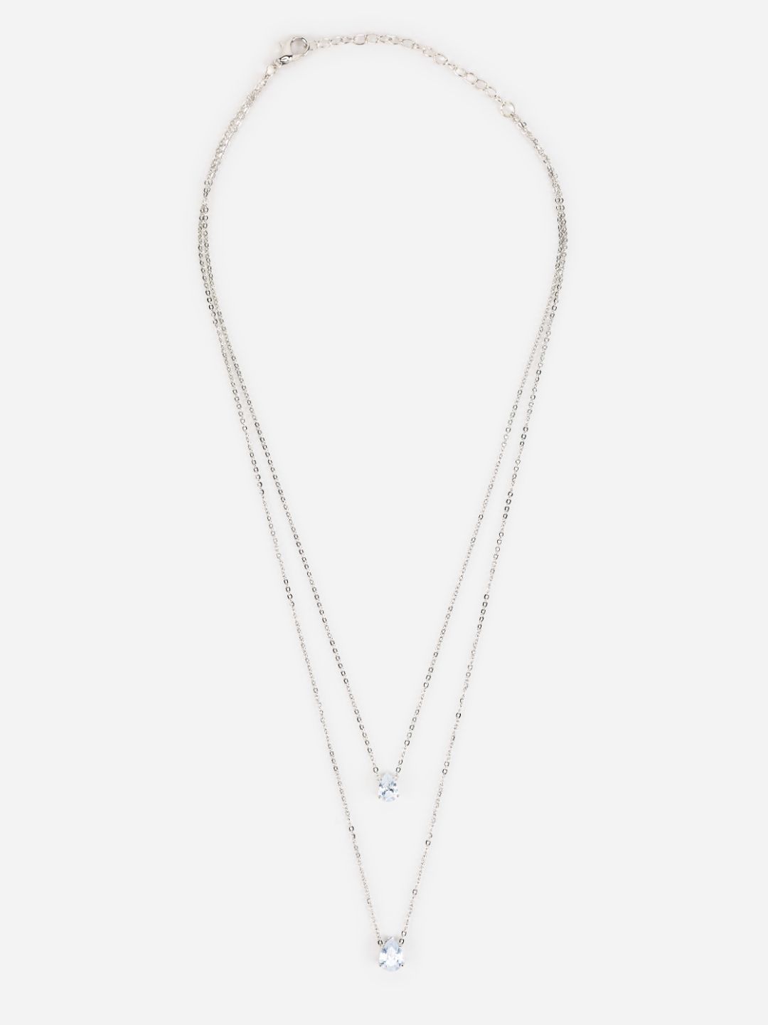 Dual-Layered Solitaire Silver-Plated Necklace