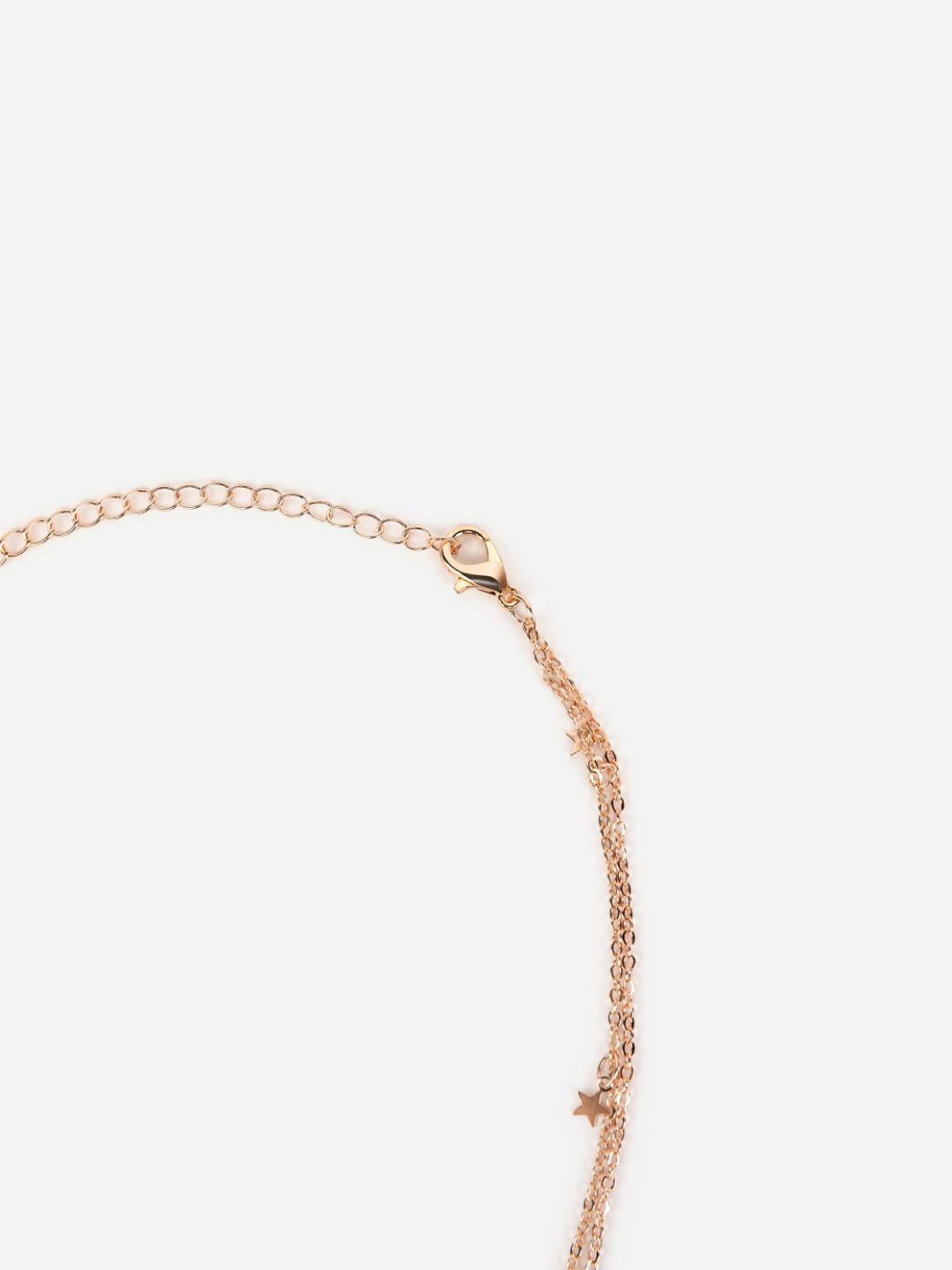 Layered Star Solitaire Drop Rose Gold-Plated Necklace