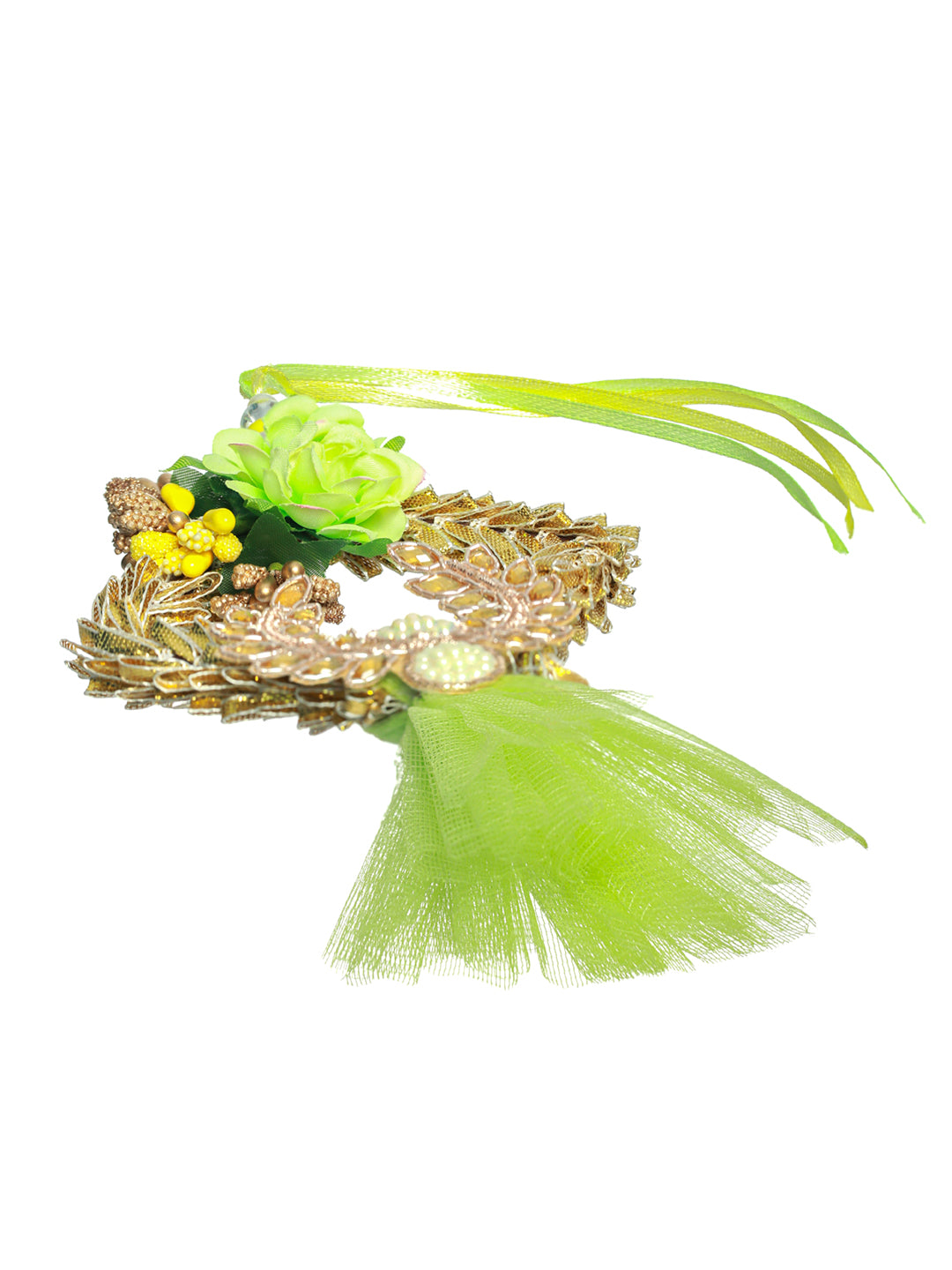 Priyaasi Green Floral Beaded Lumba and Rakhi Set