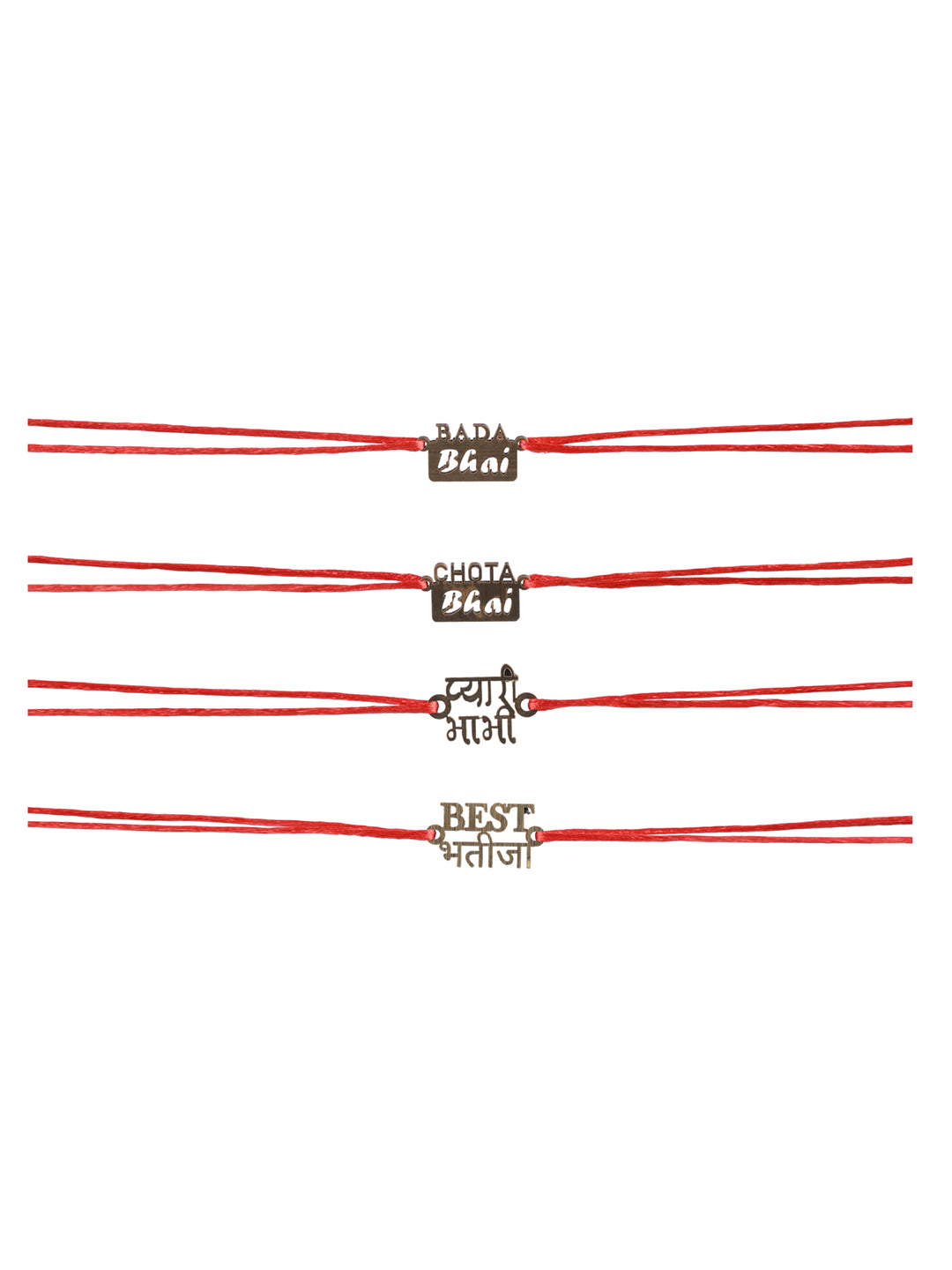 Priyaasi Wooden Thread Rakhi for Family (Set of 4)