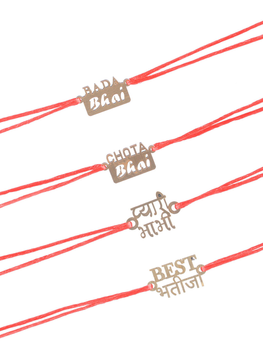 Priyaasi Wooden Thread Rakhi for Family (Set of 4)