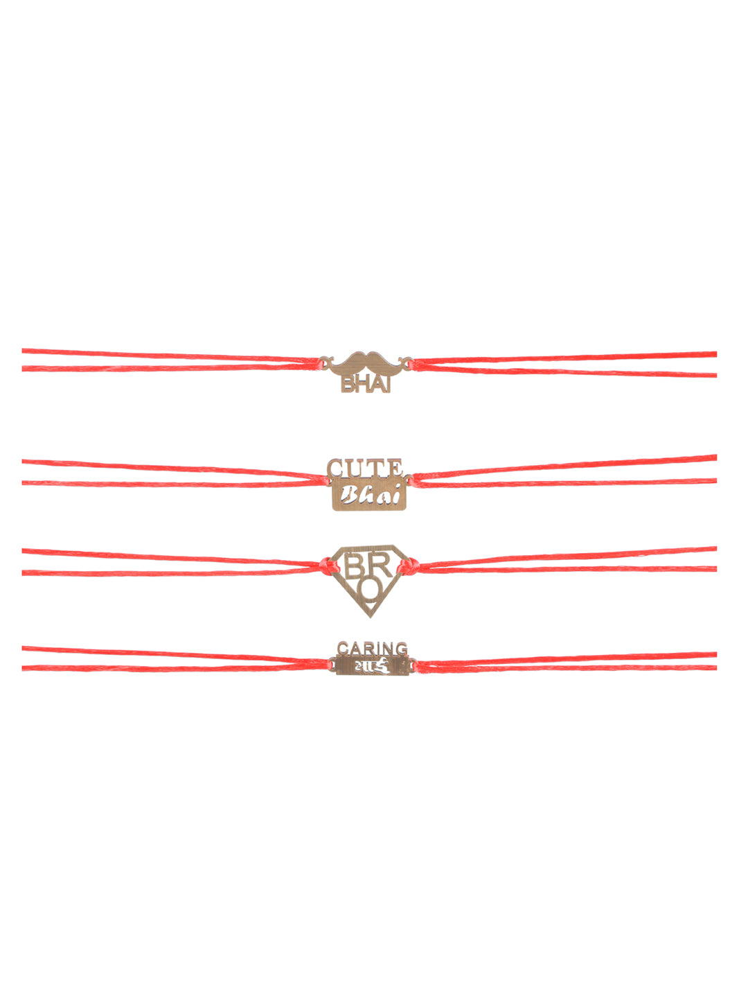 Priyaasi Wooden Red Thread Rakhi for Brother (Set of 4)