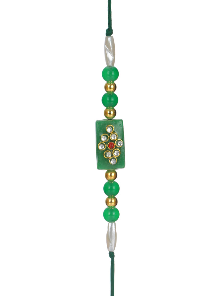 Priyaasi Green Rakhi with Roli & Chawal