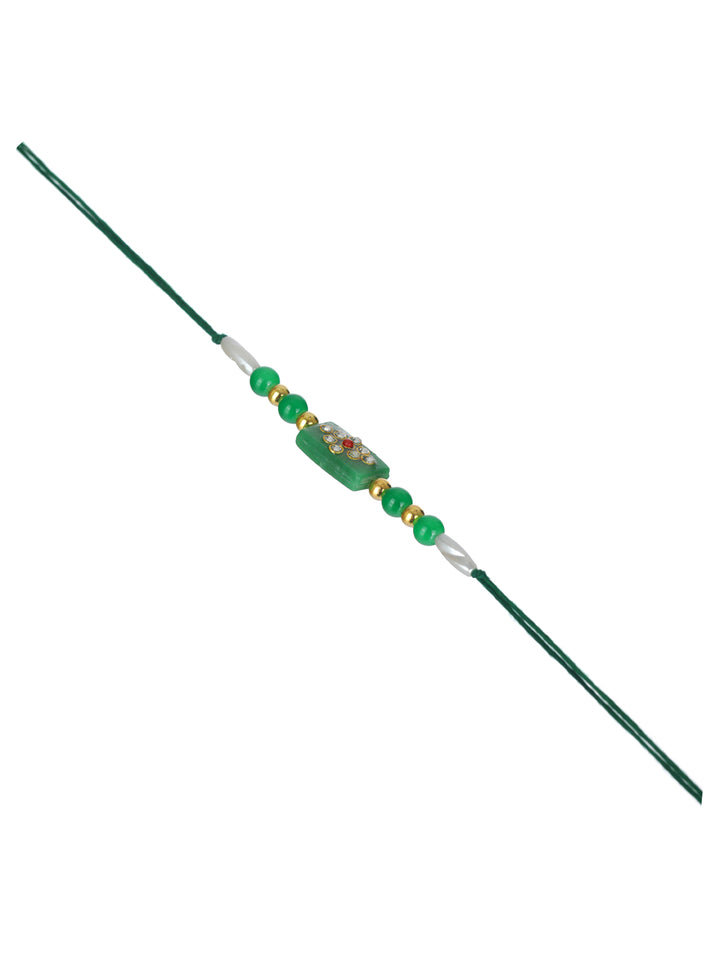 Priyaasi Green Rakhi with Roli & Chawal