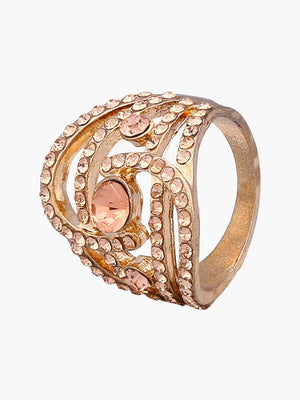 Gold Stone Single Finger Ring For Girls/Women