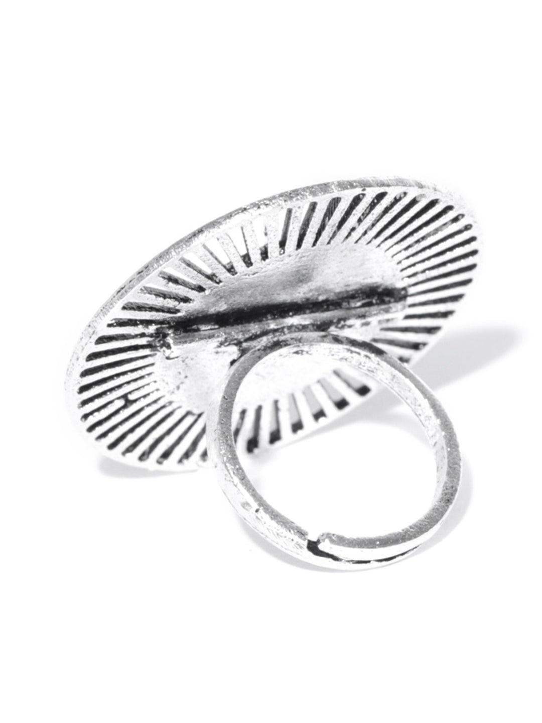Oxidised Silver-Plated Textured Adjustable Ring
