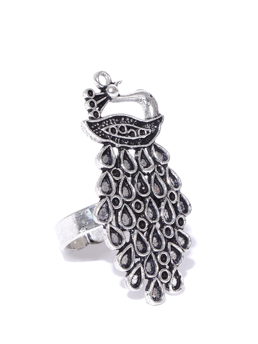 Peacock silver ring for women | VARA