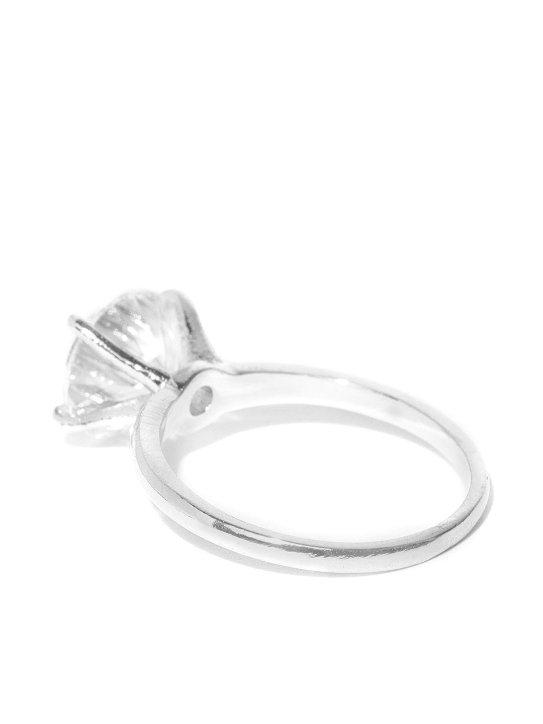 Silver-Plated Ad, American Diamond Studded Handcrafted Finger Ring